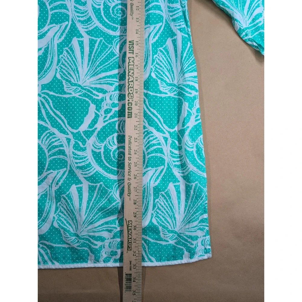 Lilly‎ Pulitzer Women Small Swim Cover Teal Tunic King Conch 3/4 Sleeve Seashell
